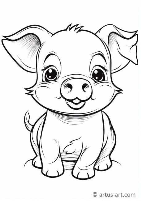 Pagina da colorare con il maiale per bambini